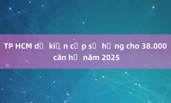 TP HCM dự kiến cấp sổ hồng cho 38.000 căn hộ năm 2025